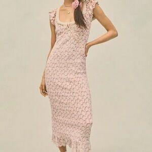 Free People Pink Patterned Midi Dress